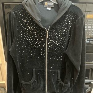 Christine Alexander Black Studded Women's Jacket with Hoodie xl